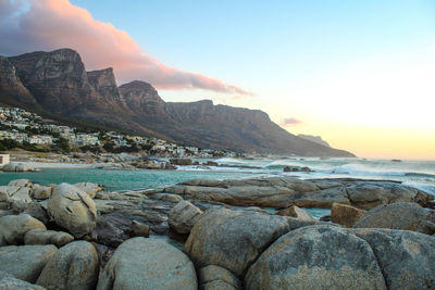 Scenic view of sea against sky during sunset