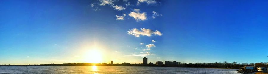 Scenic view of sea at sunset