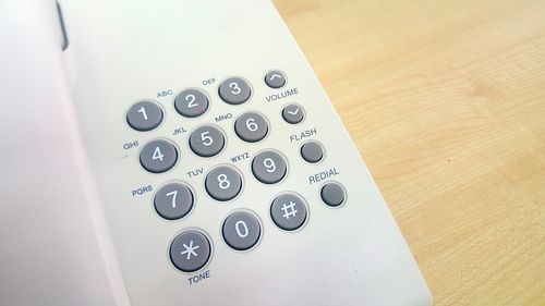 High angle view of computer keyboard on table