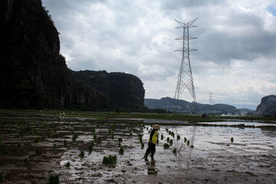 Scenic view of land against sky