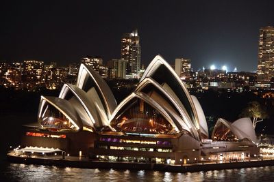 City lit up at night