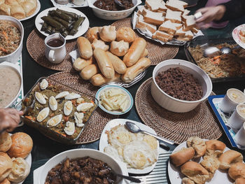 High angle view of food on table