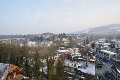 High angle view of townscape against sky