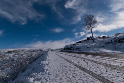 Scenic view of snowcapped landscape against sky