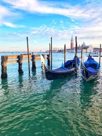 Gondolas moored on grand canal