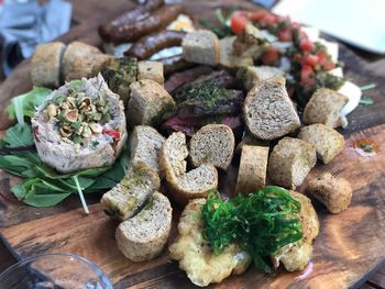 High angle view of vegetables on table