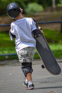 Rear view of boy