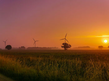 Scenic view of field against sky during sunset