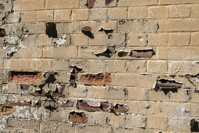 Full frame shot of abandoned brick wall