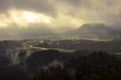 High angle view of landscape against sky