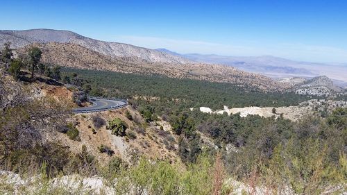 High angle view of landscape against clear sky