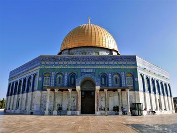 Facade of the dome of the rock against clear sky