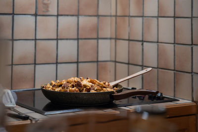 High angle view of food on table