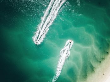 High angle view of wave splashing in sea