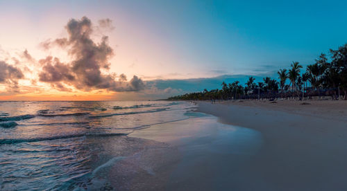 Scenic view of beach during sunset