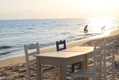 Scenic view of sea against clear sky
