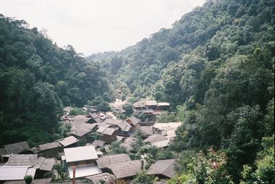 High angle view of townscape against sky