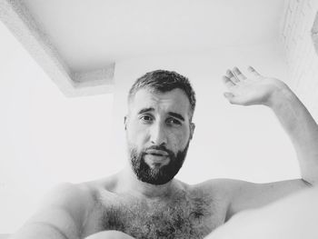 Portrait of shirtless man