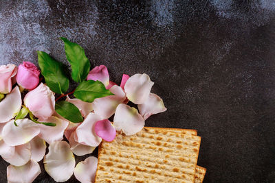 Directly above shot of roses on table