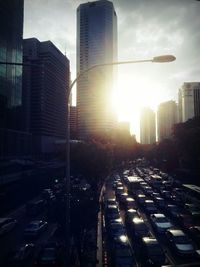City buildings at sunset