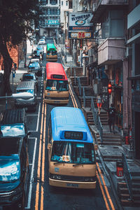 High angle view of traffic on city street