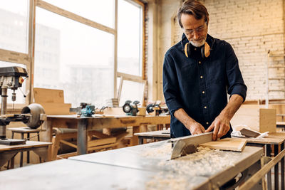 Man working on table