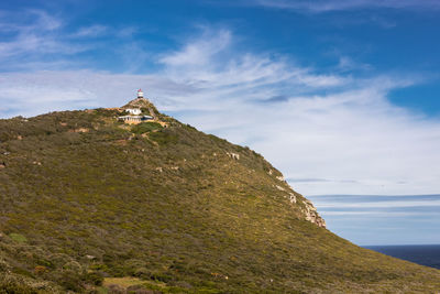 Scenic view of sea and mountain against sky