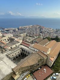 North view from castel nuovo, naples italy. sunset approaching. 