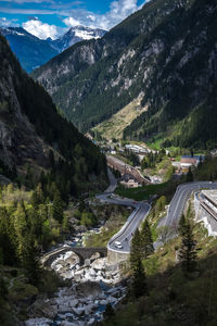 High angle view of mountain road