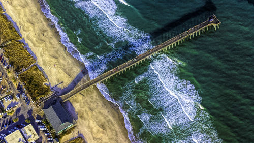 High angle view of pool by sea