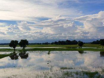 Scenic view of lake against sky