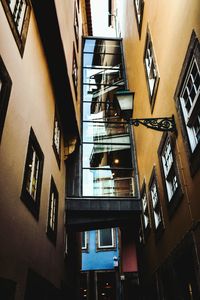 Low angle view of illuminated staircase in house