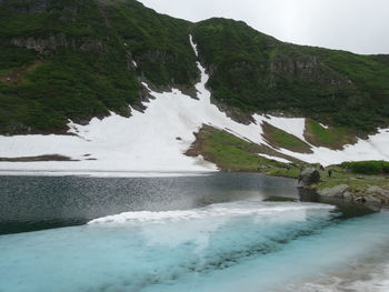 Unique blue lake in kamchatka