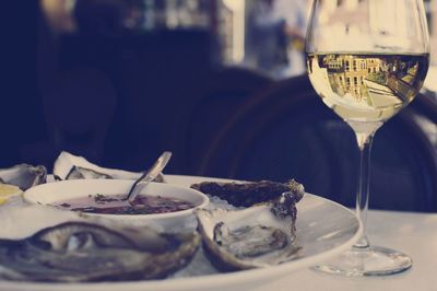 Close-up of wine in glass