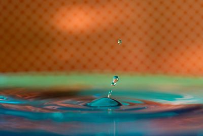 Close-up of splashing droplets in water