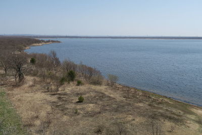 Scenic view of sea against clear sky