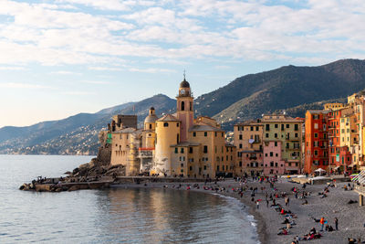 The seafront of the picturesque town of camogli.
