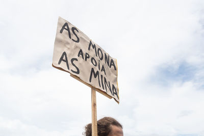 Protesters are seen on women day protesting against machismo. city of salvador, bahia.