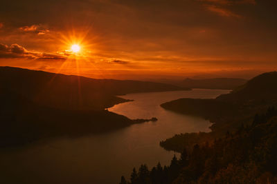 Scenic view of landscape against sky during sunset