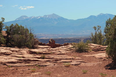 Scenic view of rocky mountains against sky