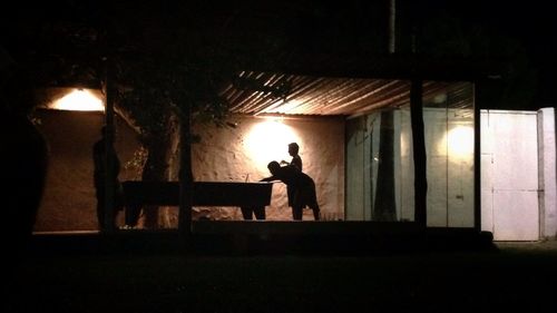 People walking in tunnel