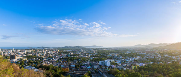 High angle view of townscape against sky