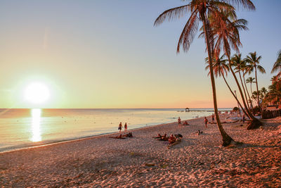 Scenic view of sunset over sea