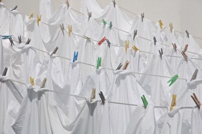 White fabric drying on clothesline