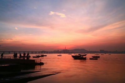 Scenic view of sunset over sea