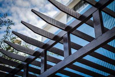 Low angle view of roof against sky