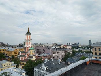 High angle view of buildings in city
