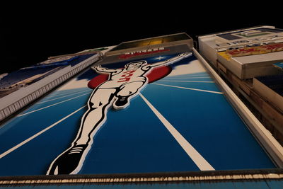 Close-up low angle view of light against black background