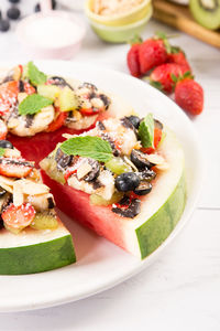 Close-up of salad in plate on table