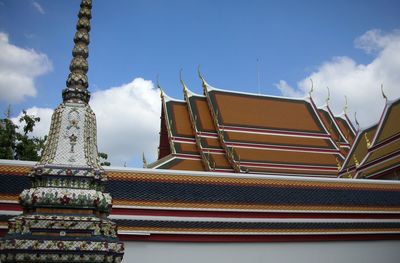 Low angle view of temple building against sky